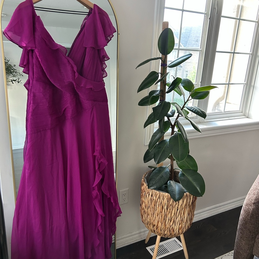 ASOS Curve purple wrap dress with high split